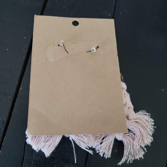 NEW Light Pink Macramé Braided Earrings Boho Bohemian Indie - Picture 2 of 2